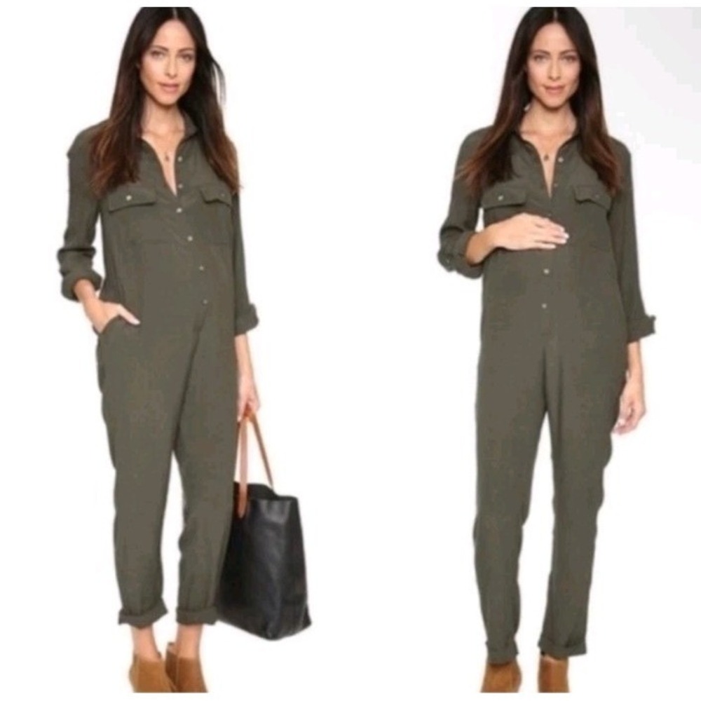 HATCH The Union Maternity Jumpsuit Womens One Size‎ Green Military Casual Comfy